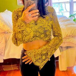 Intermix lace cropped blouse